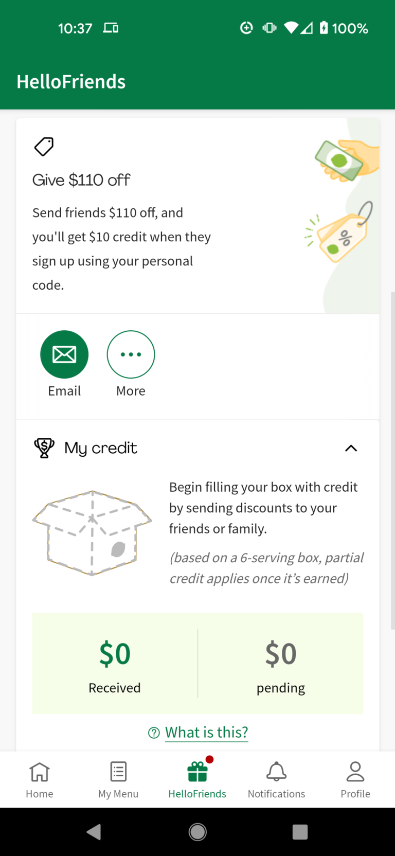 mobile referral programs examples - HelloFresh referral program