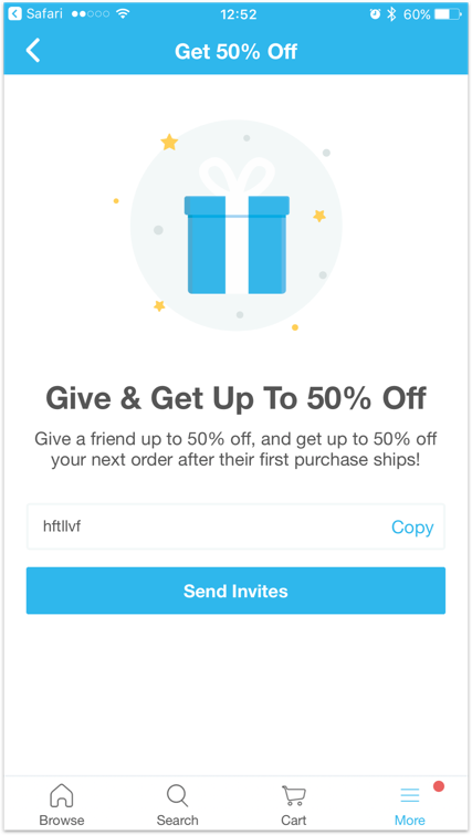 mobile referral programs examples - Wish referral program