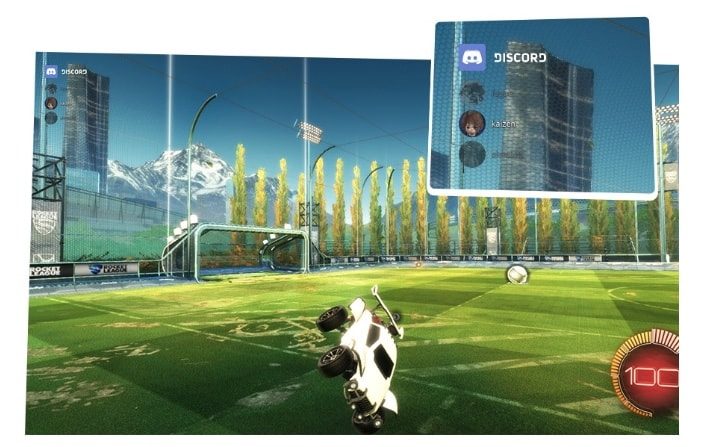 Video game of car playing soccer