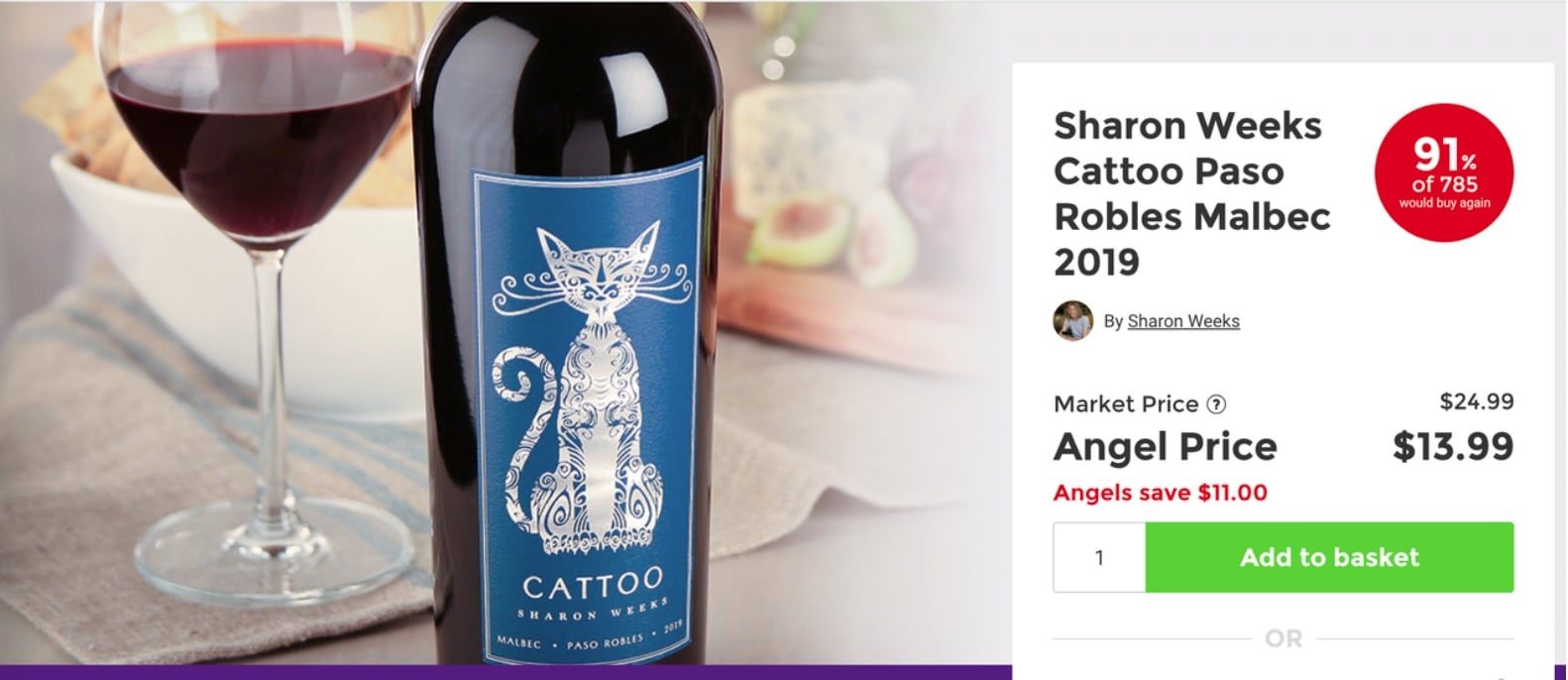 Example bottle of wine for sale on website