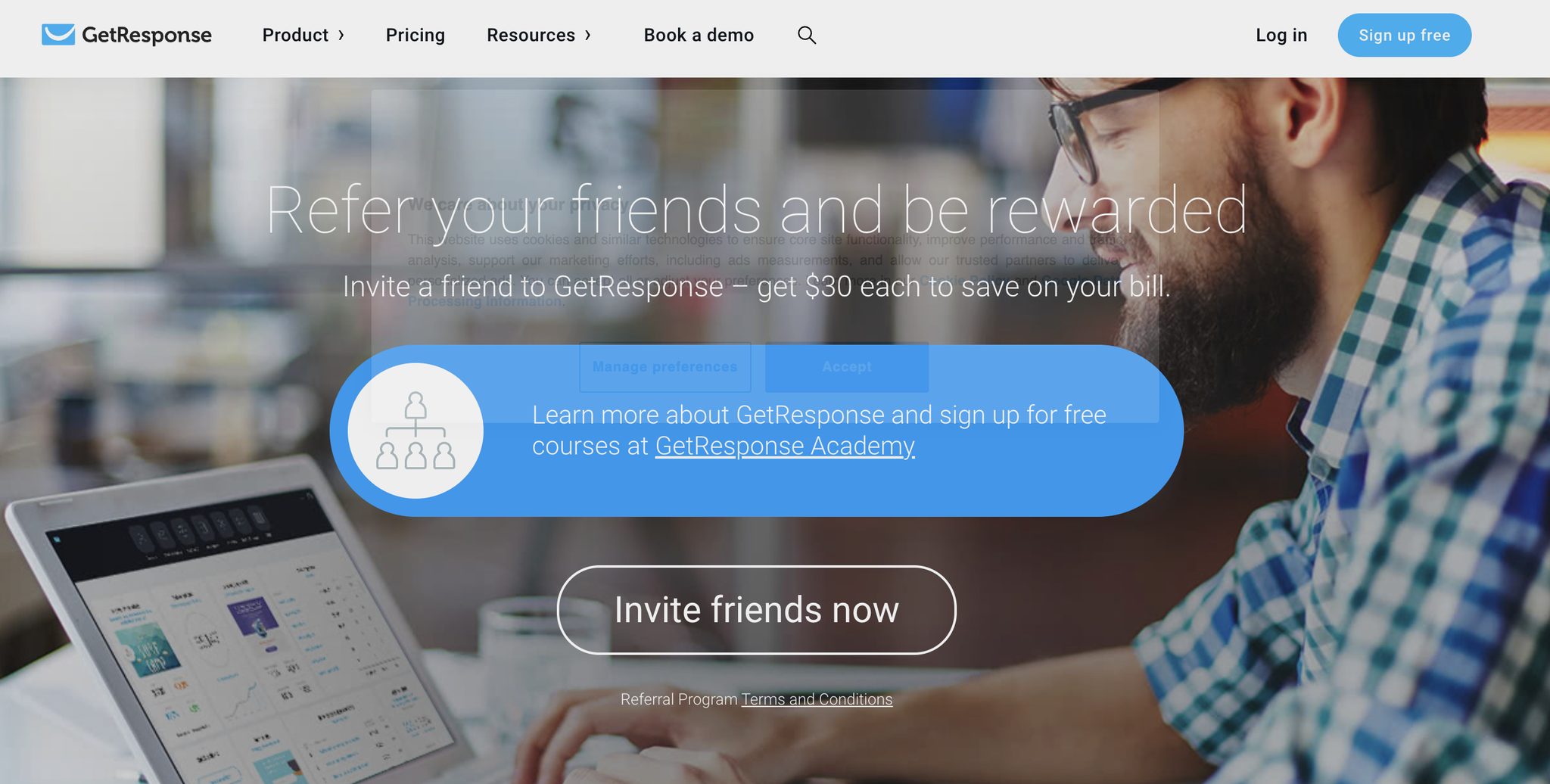 GetResponse referral landing page example