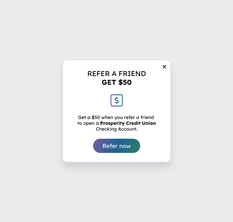 Figma template from the Extole and Q2 marketing kit for a referral promotion for bank and credit union referral programs.