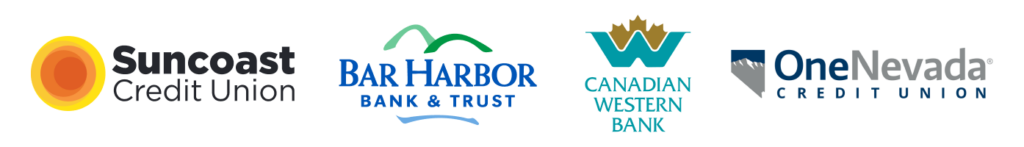 Banno customers: Suncoast Credit Union, Bar Harbor Bank & Trust, Canadian Western Bank, and OneNevada Credit Union