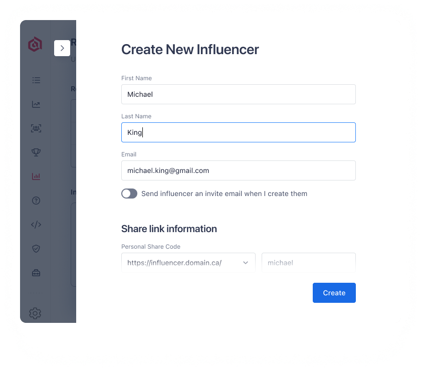 Personalized influencer codes and links