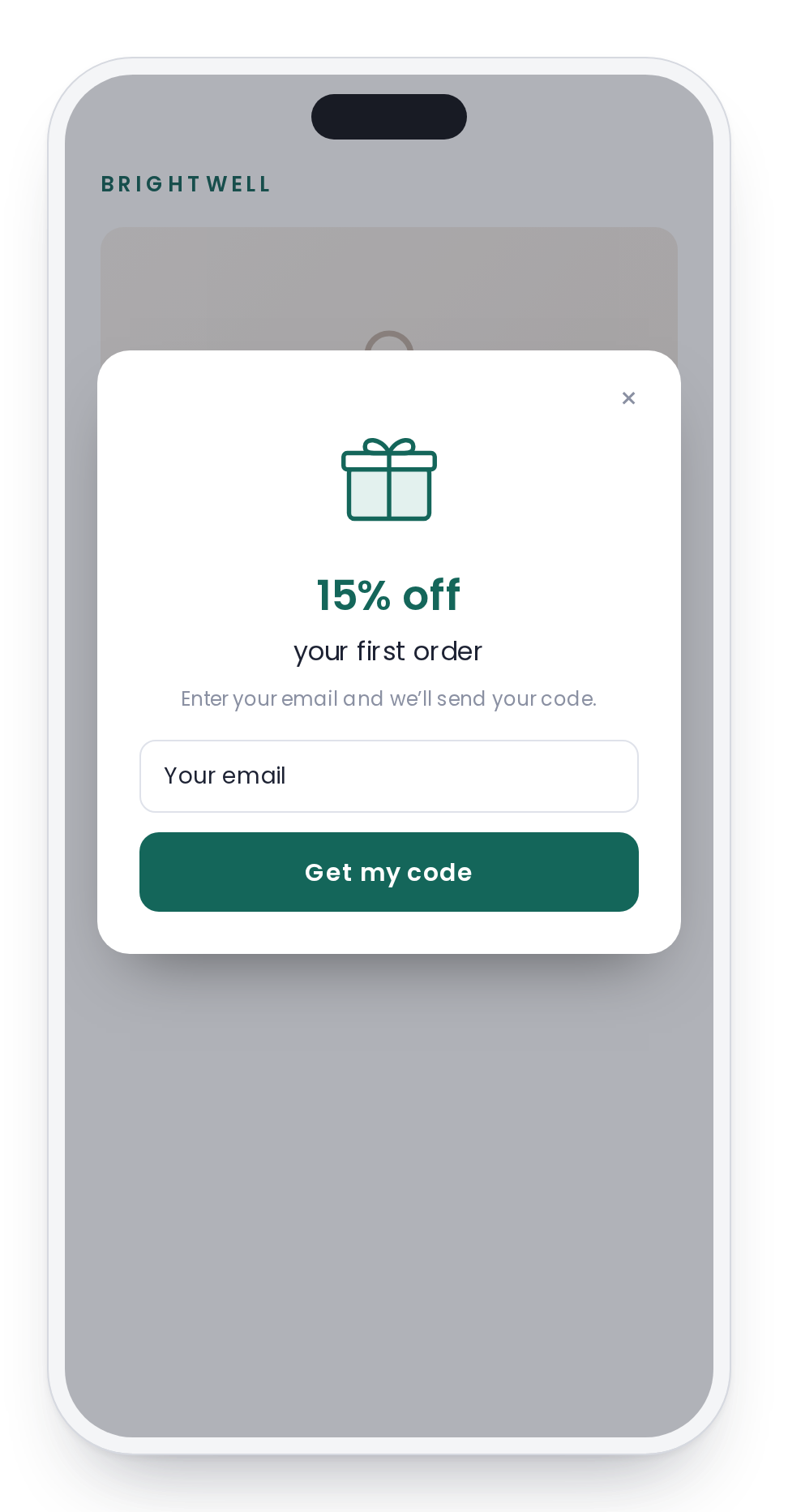 A welcome offer pop-up on a phone