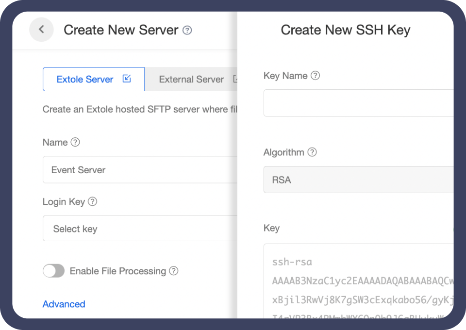 Server creation and SSH key generation