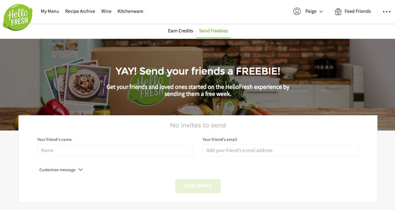 Best referral programs: HelloFresh referral program.