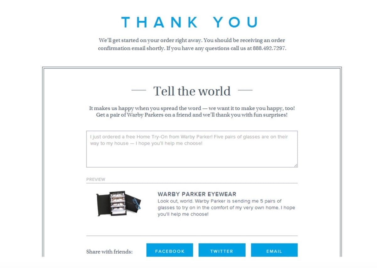 An example of referral marketing in post-purchase emails
