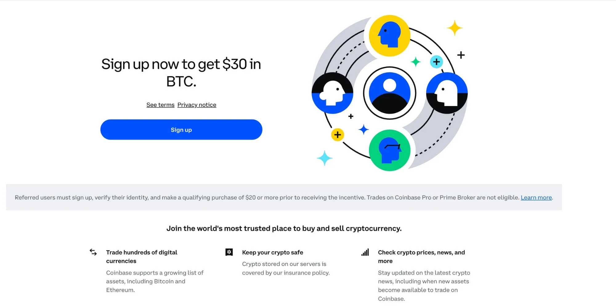Coinbase referral landing page example