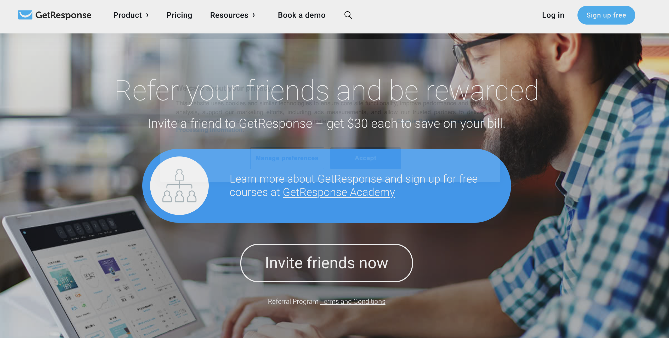 GetResponse referral landing page example