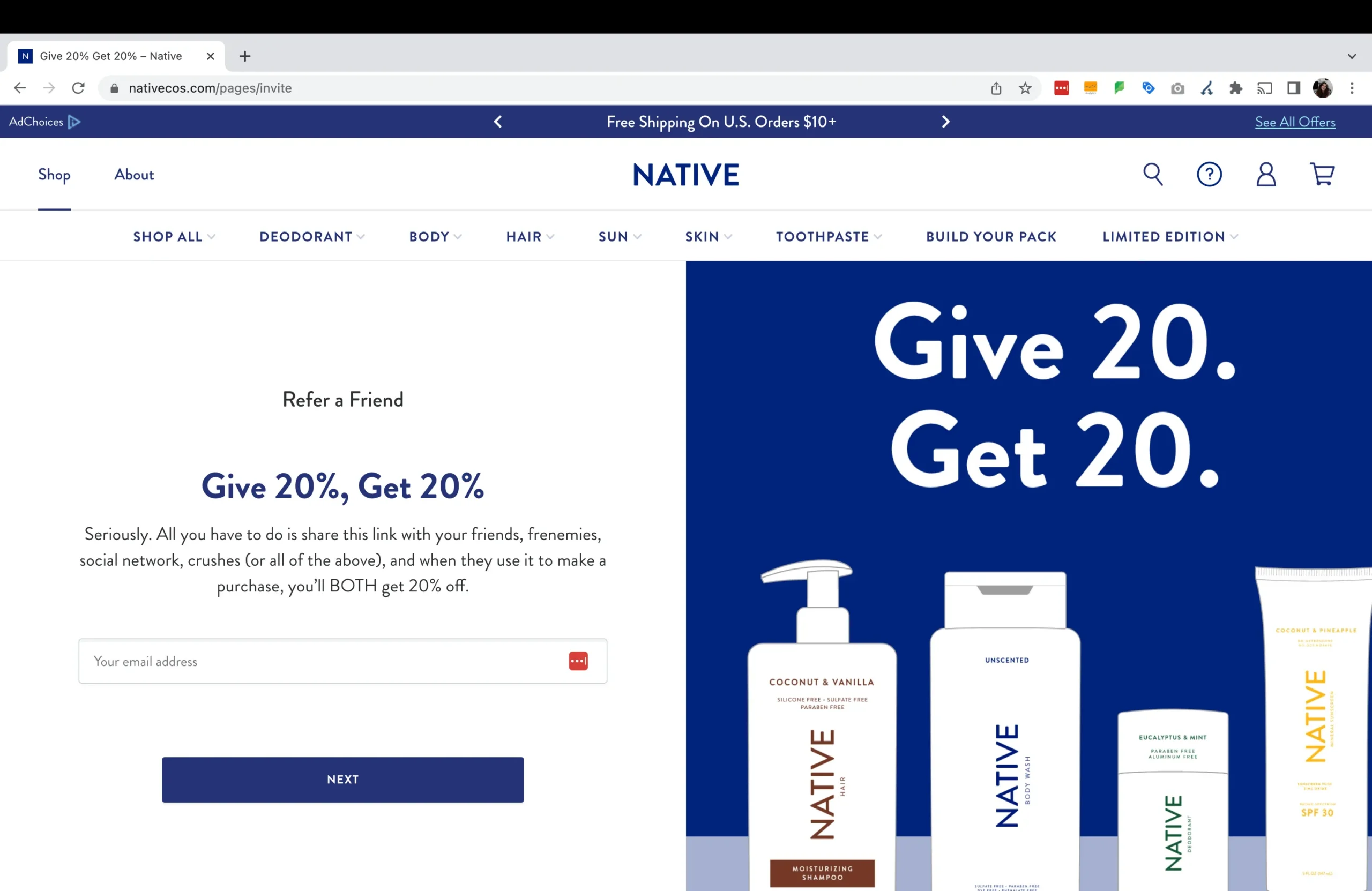 Native referral program
